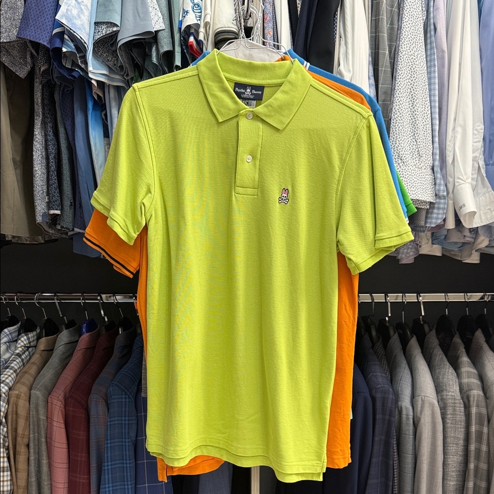 Psycho Bunny Men's Lime Green Polo Shirt size 5